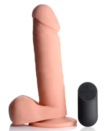 Big Shot Vibrating Remote Control Silicone Dildo with Balls – 8 Inch