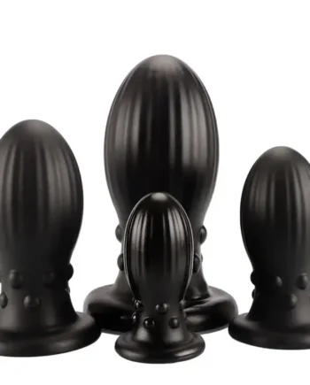 Black Anal Plug With Grains Dragon Egg Base With Suction Cup Anal Plug