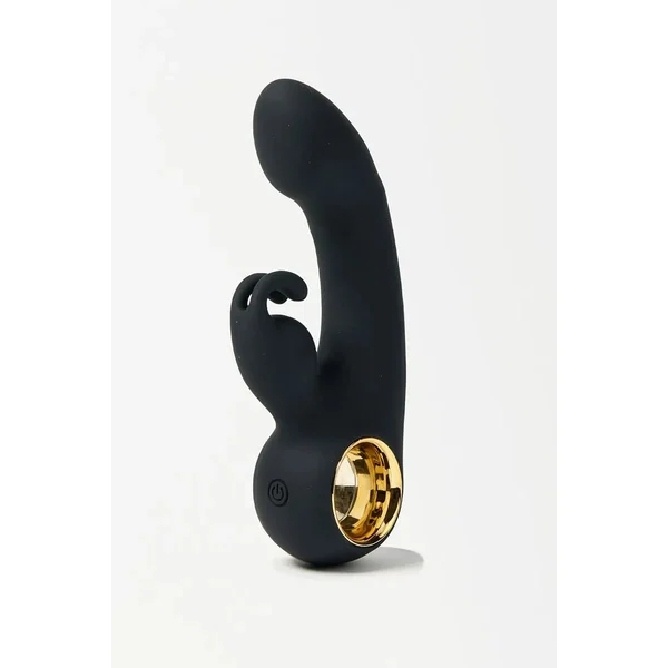 Black & Gold Dual-Stimulation Vibrator – Elegant Rabbit Design, Dual Motor Pleasure, Waterproof & Rechargeable