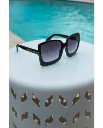 Black Gray Megan Oversized Gradient Sunglasses