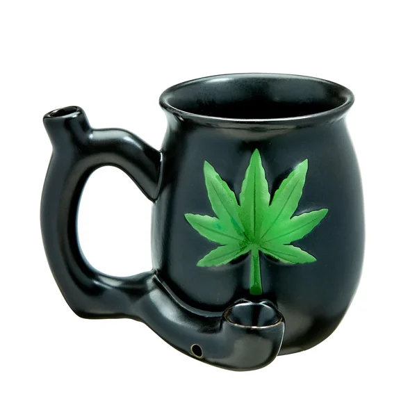 Black Matt Mug Wirh Embossed Green Leaf - Roast and Toast