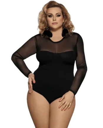 Black Sheer Long Sleeve Teddy by My Secret Drawer®