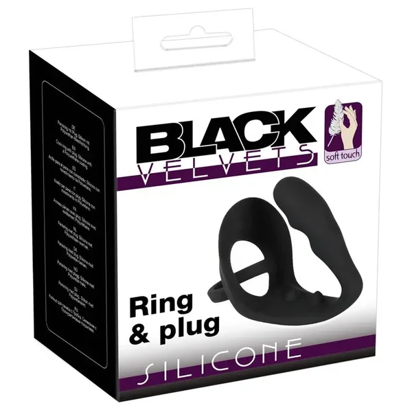Black Velvets Cock Ring With Anal Plug by You2Toys