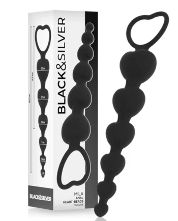 BLACK&SILVER - MILA ANAL CHAIN OF HEARTS 18 CM
