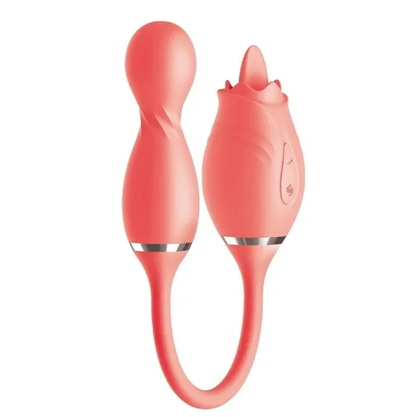 Blaze Exciter Rechargeable Silicone Dual Stimulating Vibrator – Coral