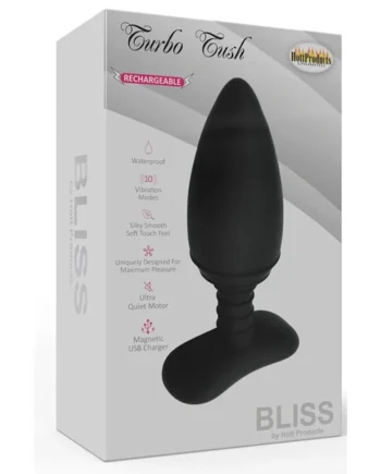 BLISS TURBO TUSH VIBRATING BUTT PLUG BLACK 10 SPEED