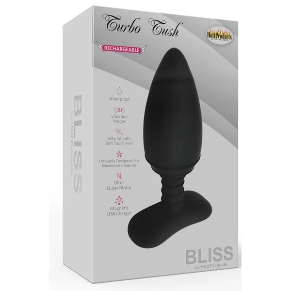 BLISS TURBO TUSH VIBRATING BUTT PLUG BLACK 10 SPEED