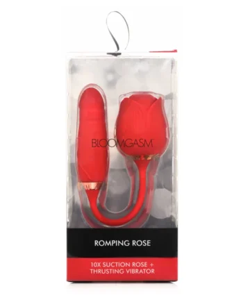 Bloomgasm Romping Rose Suction and Thrusting Vibrator - Red