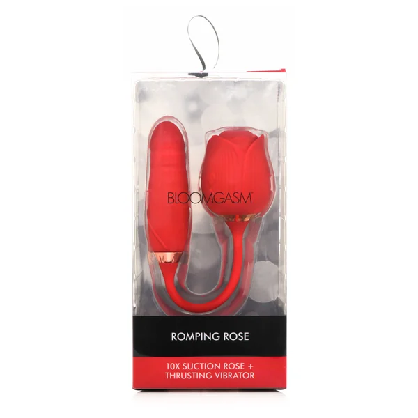 Bloomgasm Romping Rose Suction and Thrusting Vibrator - Red