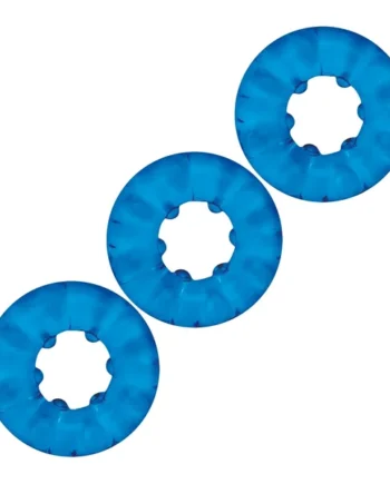 Blue Line 3 Pack Ribbed Rider Cock Ring Set