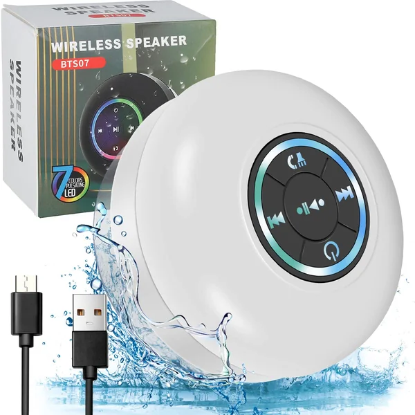 Bluetooth Wireless Bathroom Speaker LED Light Portable