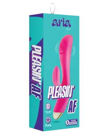 Blush Aria Pleasin' AF: 8 Inch Flexible Multispeed G Spot Vibrator in Fuchsia - Made with Smooth Ultrasilk Puria Silicone