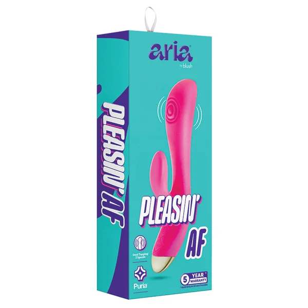 Blush Aria Pleasin' AF: 8 Inch Flexible Multispeed G Spot Vibrator in Fuchsia - Made with Smooth Ultrasilk Puria Silicone