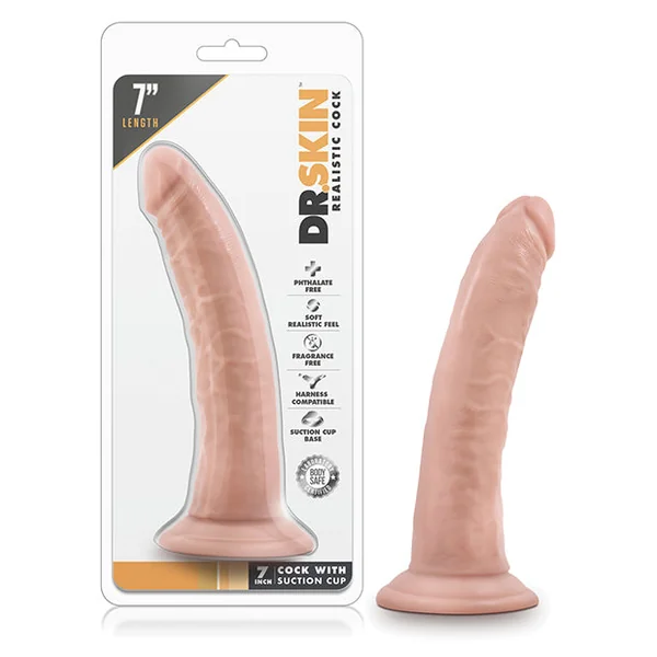 Blush Dr. Skin 7" Cock W-suction Cup - Vanilla