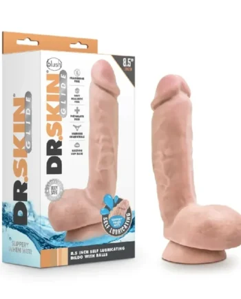 Blush Dr. Skin Glide 8.5 Inch Self Lubricating Dildo with Balls