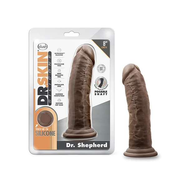 Blush Dr. Skin Silicone Dr. Shepherd 8" Dildo w/Suction Cup - Chocolate