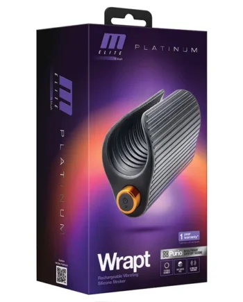 Blush M Elite Platinum Wrapt 4 Inch Ribbed Vibrating Masturbator in Black - Made with Purio Ultra Soft Liquid Silicone