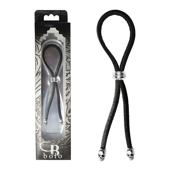 Bolo Cock Ring Leather Lasso Bead Slider W/skull Tips