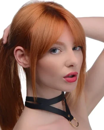Bondage Baddie Black And Gold Collar With O-ring