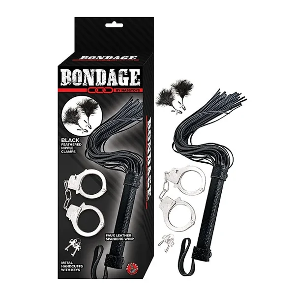 Bondage by Nasstoys Whip & Cuff Set – Black