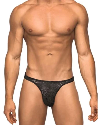 BONG THONG STRETCH LACE BLACK LARGE/ XL