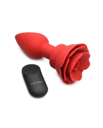 Booty Sparks 28X Rechargeable Silicone Vibrating Rose Anal Plug with Remote Control – Large – Red
