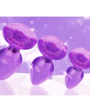 BOOTY SPARKS GLITTER GEM ANAL PLUG SET PURPLE