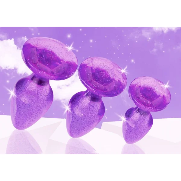 BOOTY SPARKS GLITTER GEM ANAL PLUG SET PURPLE