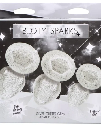 Booty Sparks Glitter Gem Anal Plug Set - Silver