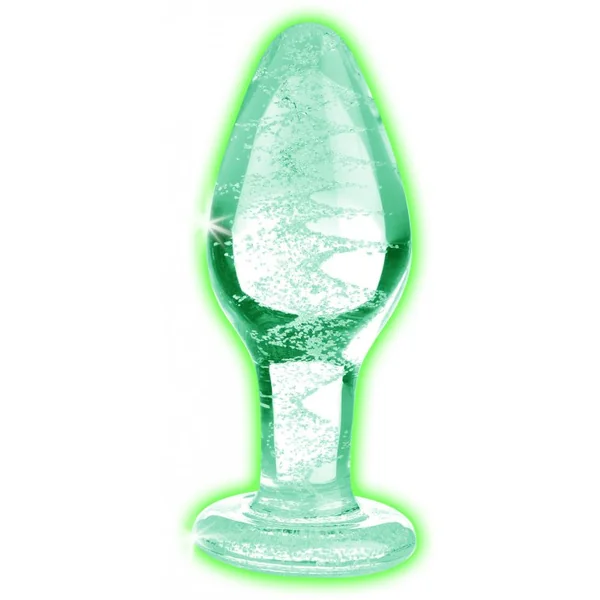 BOOTY SPARKS GLOW-IN-THE-DARK GLASS ANAL PLUG MEDIUM