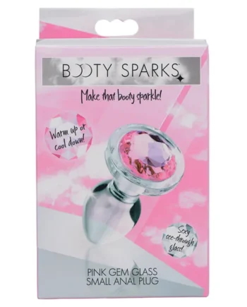 Booty Sparks Pink Gem Glass Anal Plug - Small