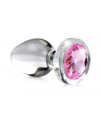 BOOTY SPARKS PINK GEM GLASS ANAL PLUG SMALL