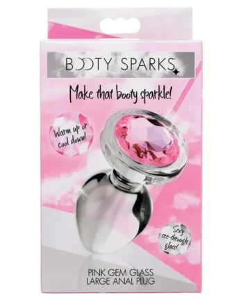 Booty Sparks Pink Gem Glass Anal Plug-Large