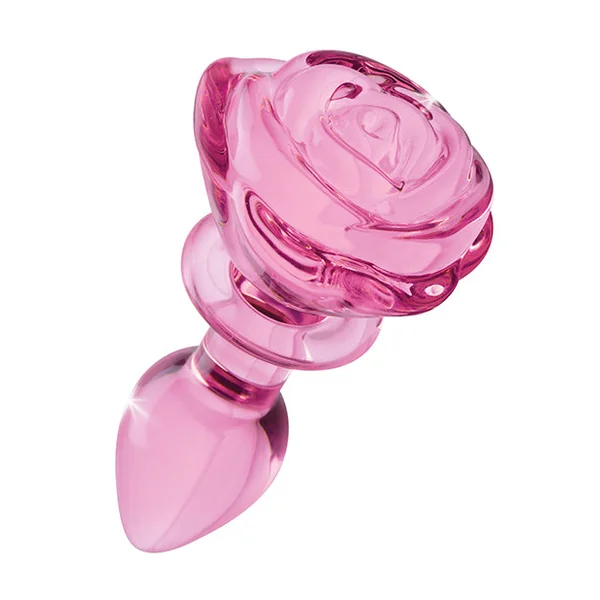 Booty Sparks Pink Rose Glass Anal Plug