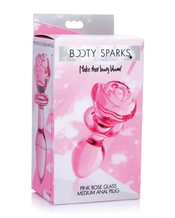 Booty Sparks Pink Rose Glass Anal Plug