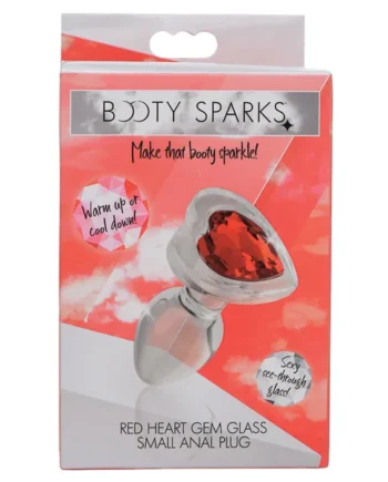 Booty Sparks Red Heart Gem Glass Anal Plug - Small