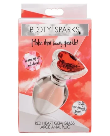 Booty Sparks Red Heart Gem Glass Anal Plug-Large