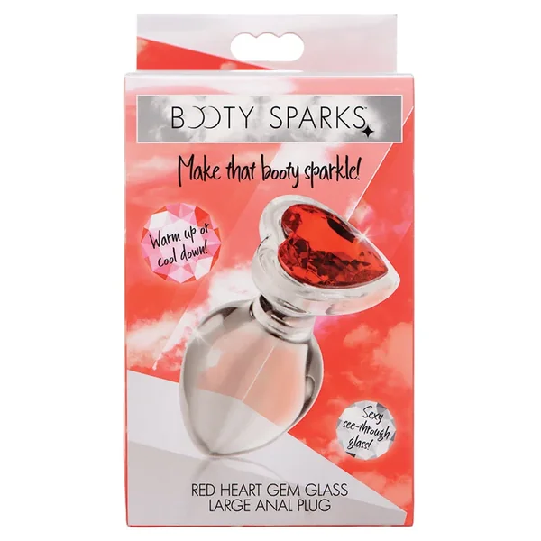 Booty Sparks Red Heart Gem Glass Anal Plug-Large