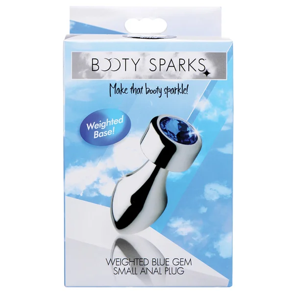 Booty Sparks Weighted Base Aluminum Plug Blue Gem - Small