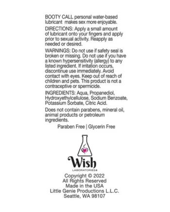Bootycall Water Based Lubricant 4oz