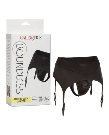 BOUNDLESS THONG W/ GARTER 2XL/3XL HARNESS BLACK