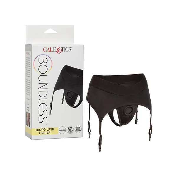BOUNDLESS THONG W/ GARTER 2XL/3XL HARNESS BLACK