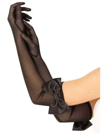 Bow Top Mesh Gloves - One Size - Black