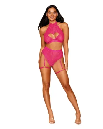 Bralette and Garter Panty - One Size - Peony