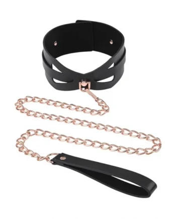 Brat Collar and Leash - Black / Rose Gold