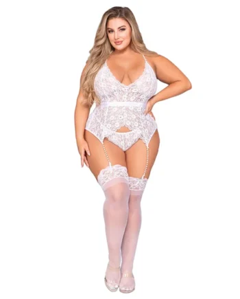 Bustier and G-String - Queen Size - White