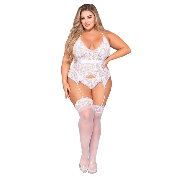 Bustier and G-String - Queen Size - White