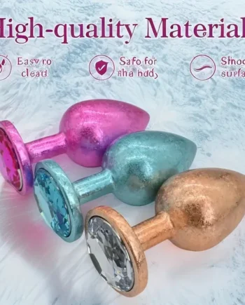 Butt Plug Sex Toy With Jeweled Base G Spot Stainless Steel Anal Set