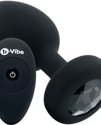 b-Vibe Vibrating Jewel Plug M/L Remote Control Silicone Anal Toy - Black
