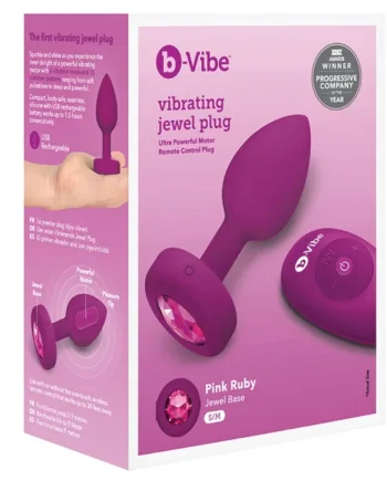 b-Vibe Vibrating Jewel Plug - Pink Ruby S/M